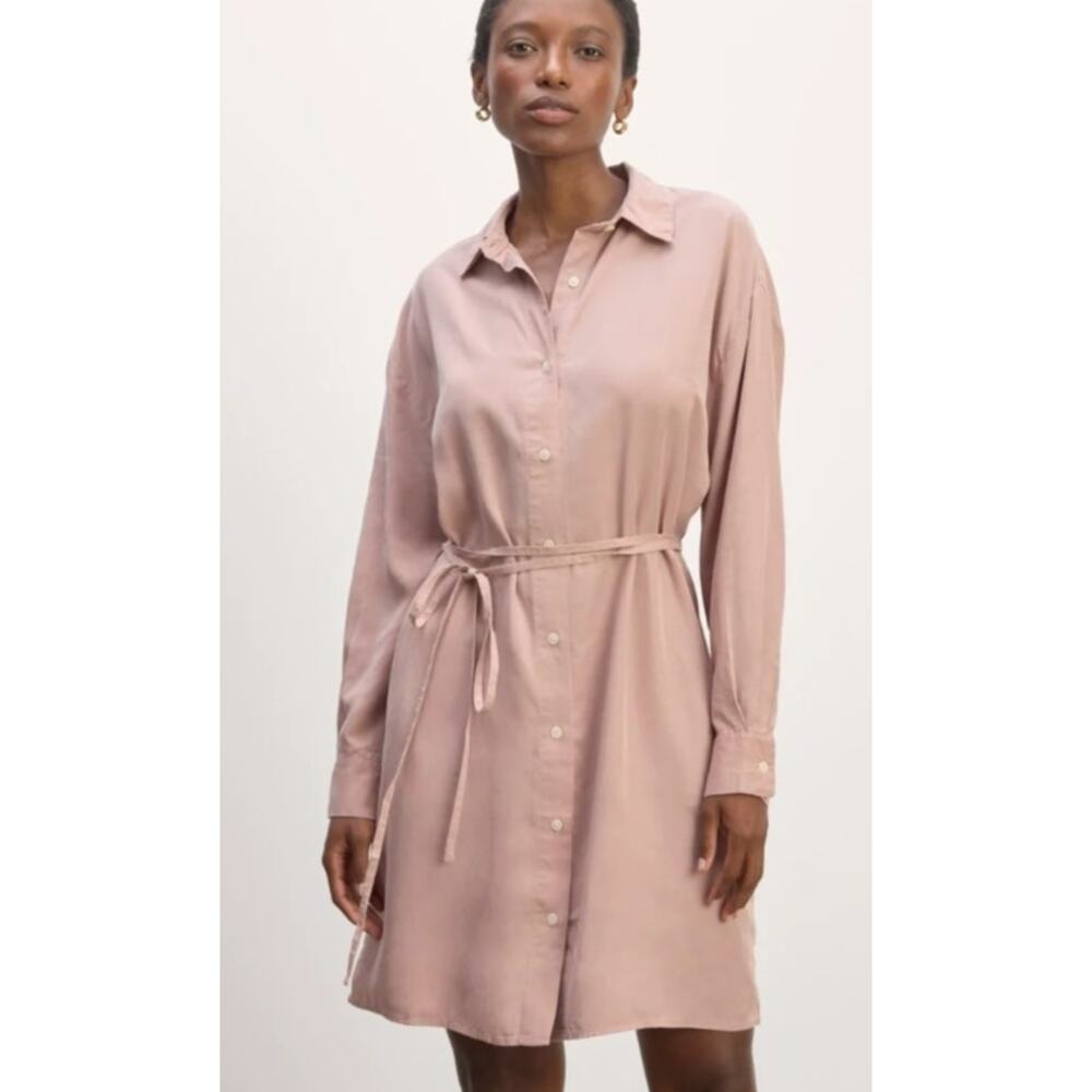 EVERLANE Must-Have Shirt Dress Belted Butterlite Collared Button Up Size S